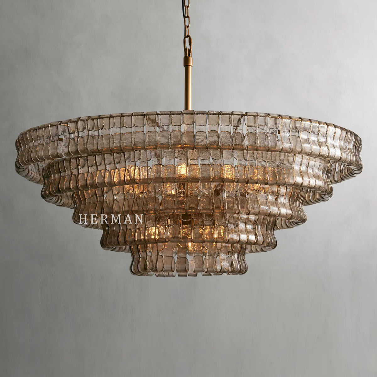Amor 5-Tier Glass Ghiaccio Round Chandelier 48"