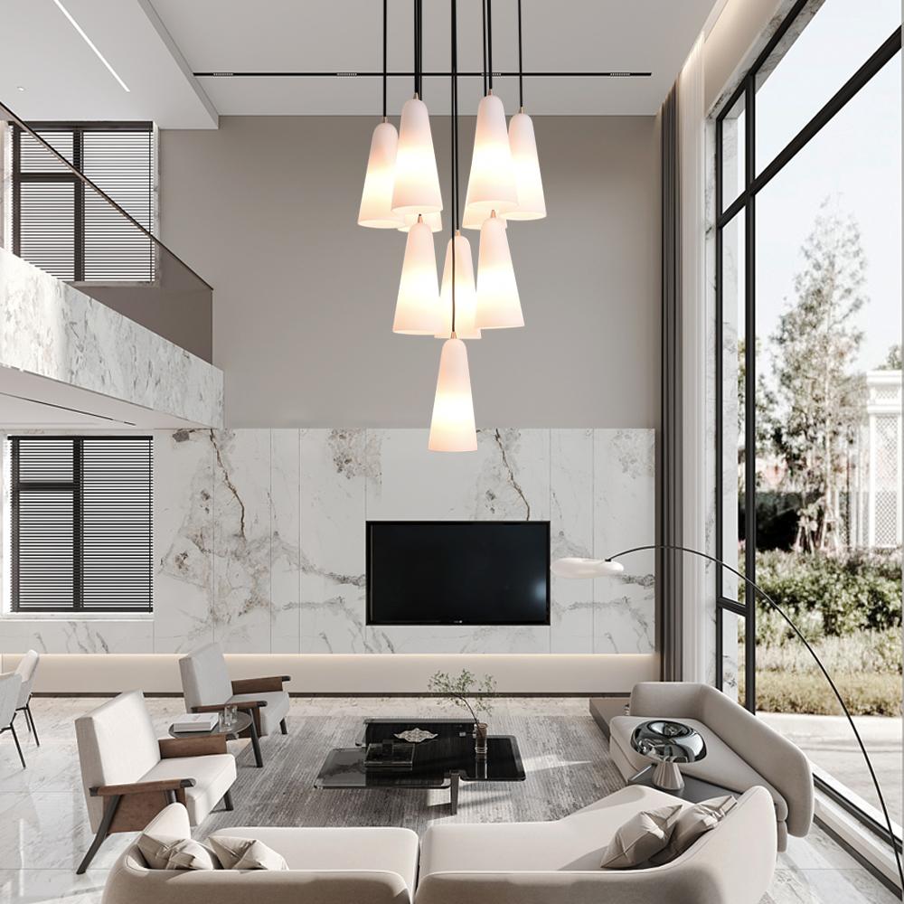 White Ceramics Round Chandelier 18",10-lights