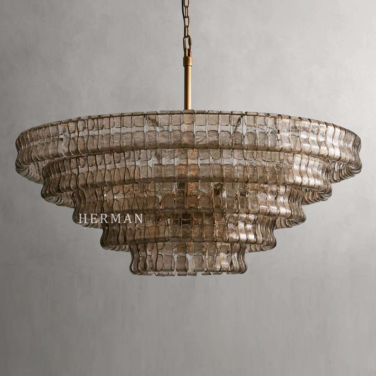 Amor 5-Tier Glass Ghiaccio Round Chandelier 48"