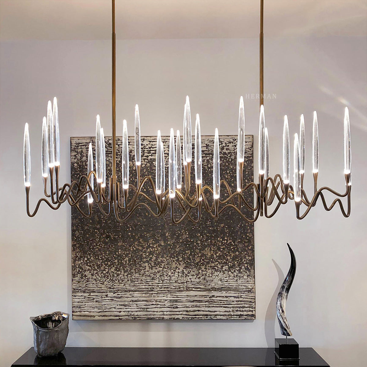 Pezzo Crystal Long Chandelier L78'' 59''  40''