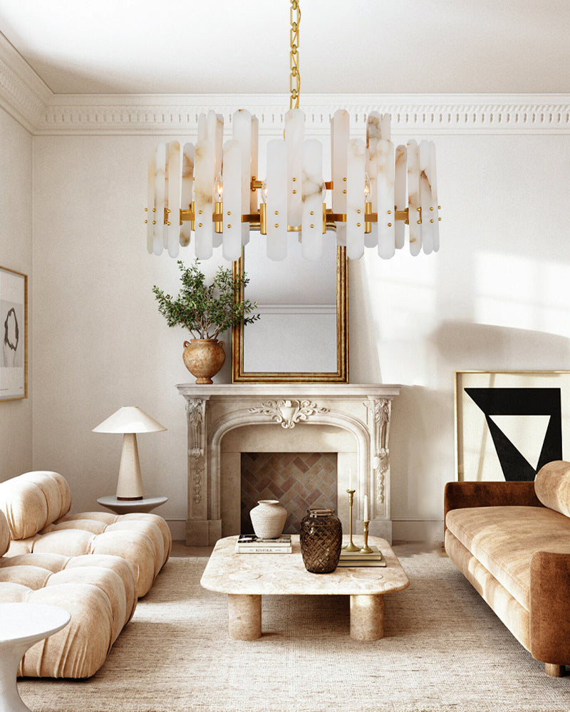 8/10-light Simple Modern Alabaster Large Oval Chandelier 40“45” Dia