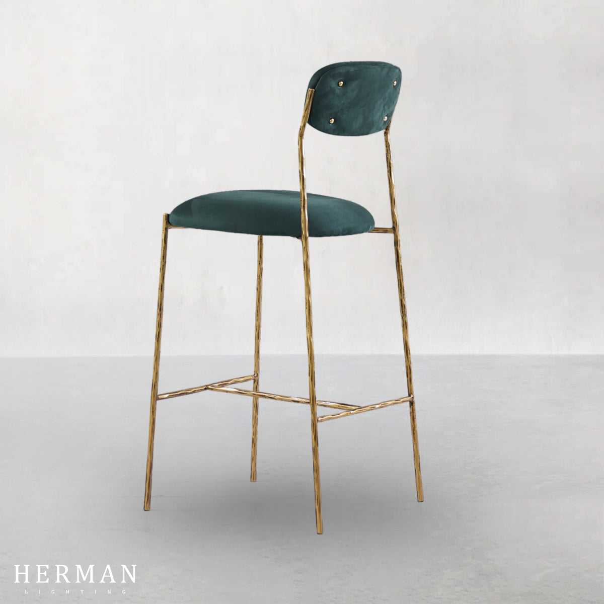 Thaddeus Green Fabric Bar Stool