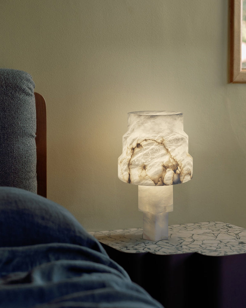 3 Ways Switch Dimmable Conial Alabaster Table Lamp 12in for bedroom