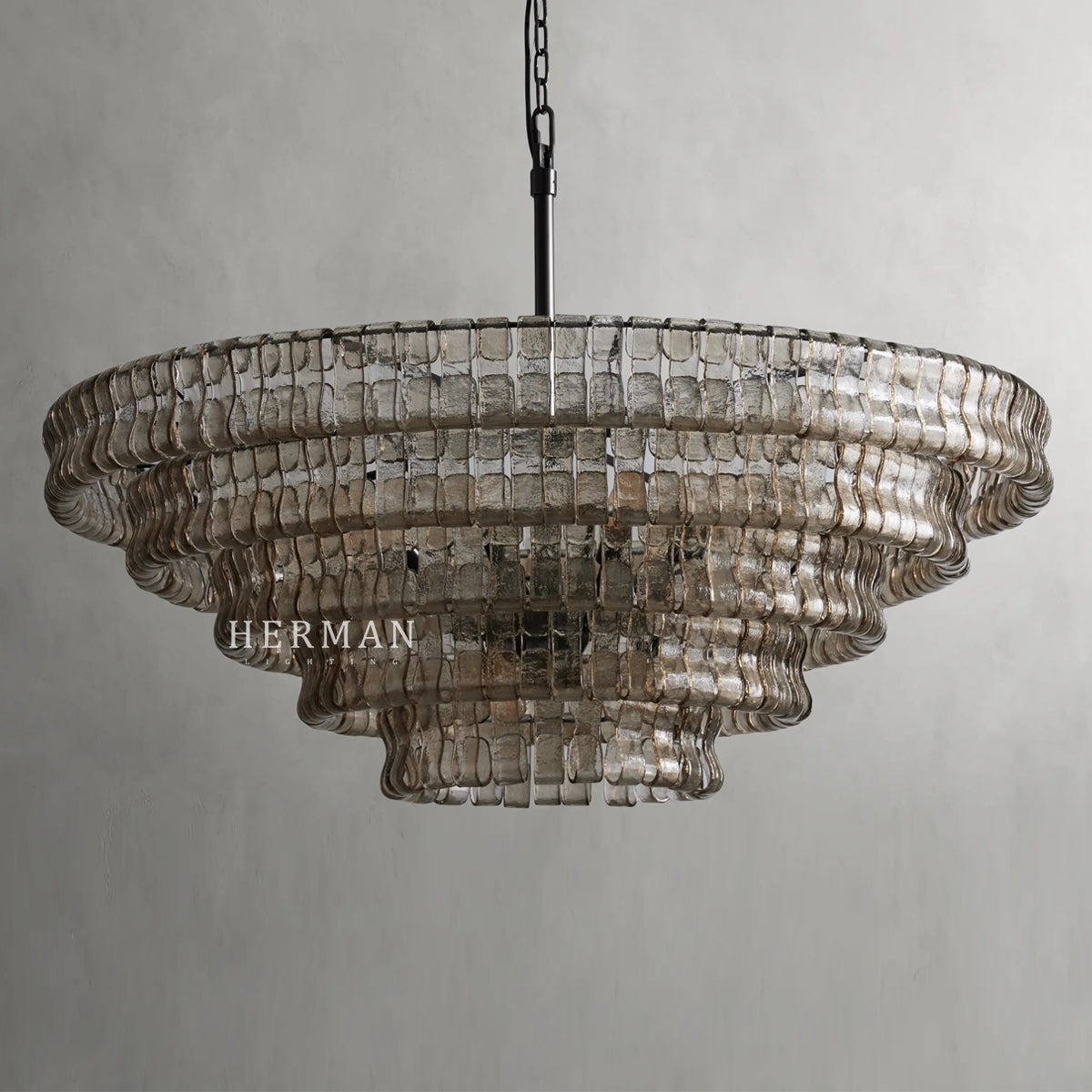 Amor 5-Tier Glass Ghiaccio Round Chandelier 48"