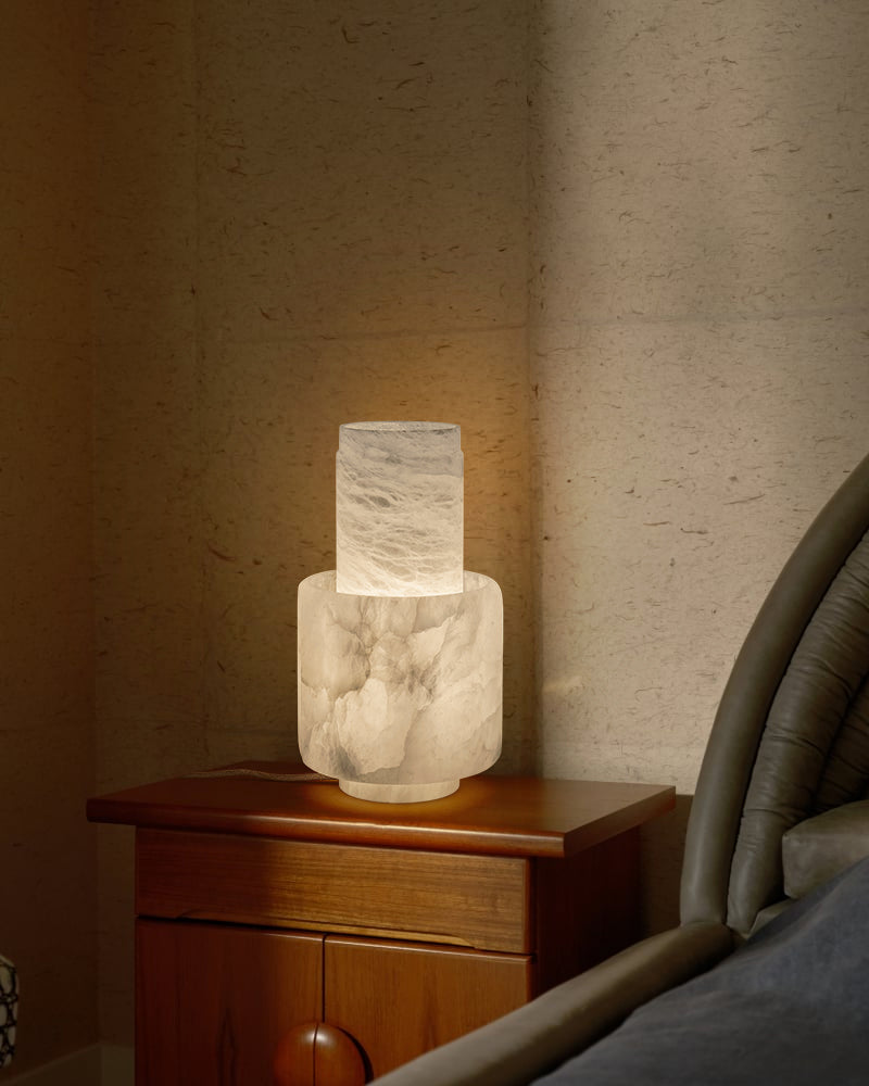3 Ways Switch Dimmable Conial Alabaster Table Lamp 12in for bedroom