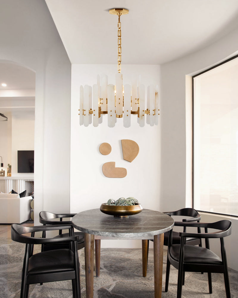 8/10-light Simple Modern Alabaster Large Oval Chandelier 40“45” Dia