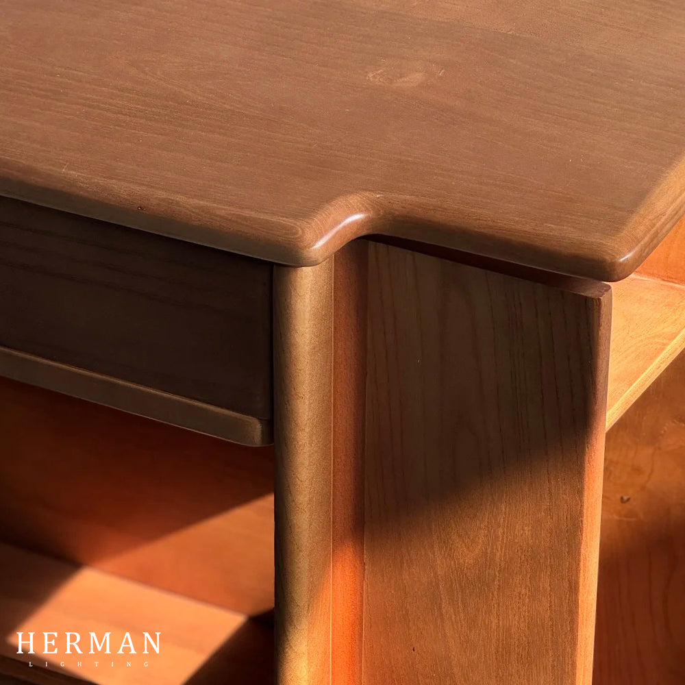 Nedure Solid Wood Side Table Trolley