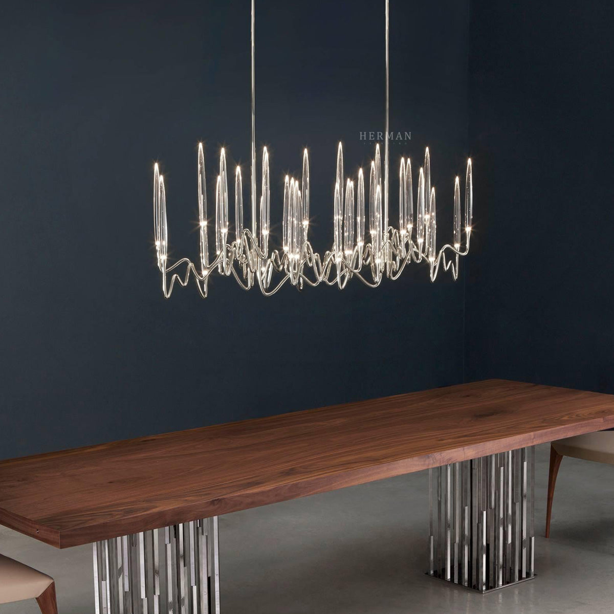 Pezzo Crystal Long Chandelier L78'' 59''  40''