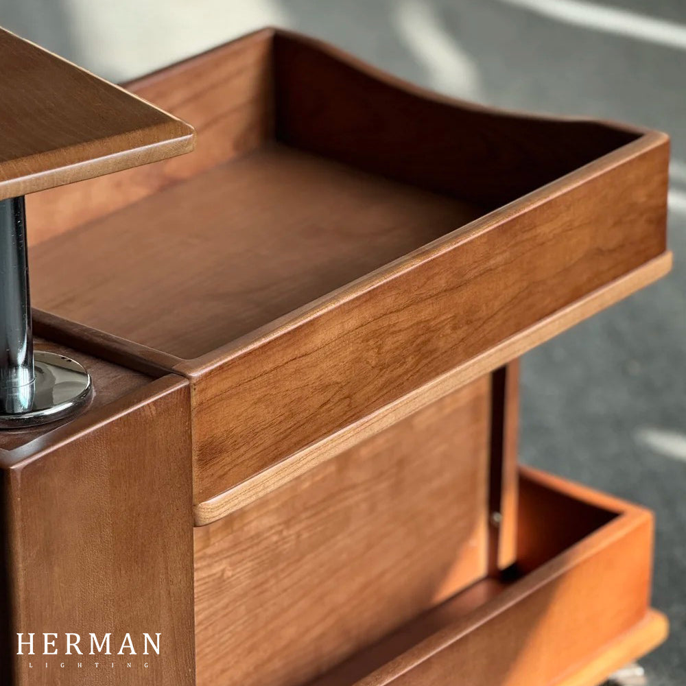 Nedure Solid Wood Side Table Trolley