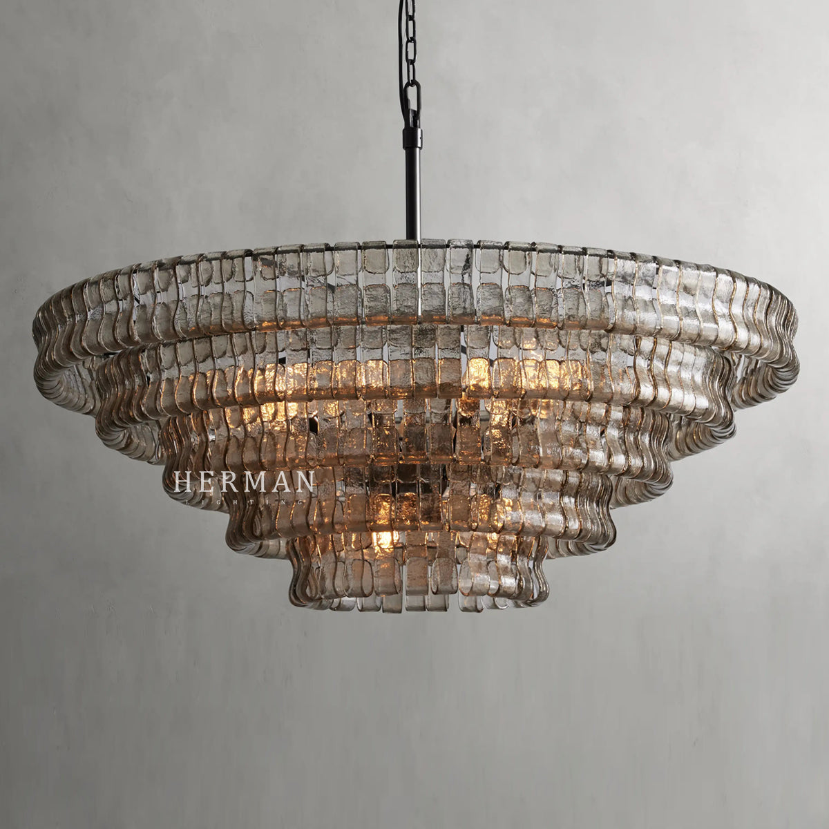 Amor 5-Tier Glass Ghiaccio Round Chandelier 48"