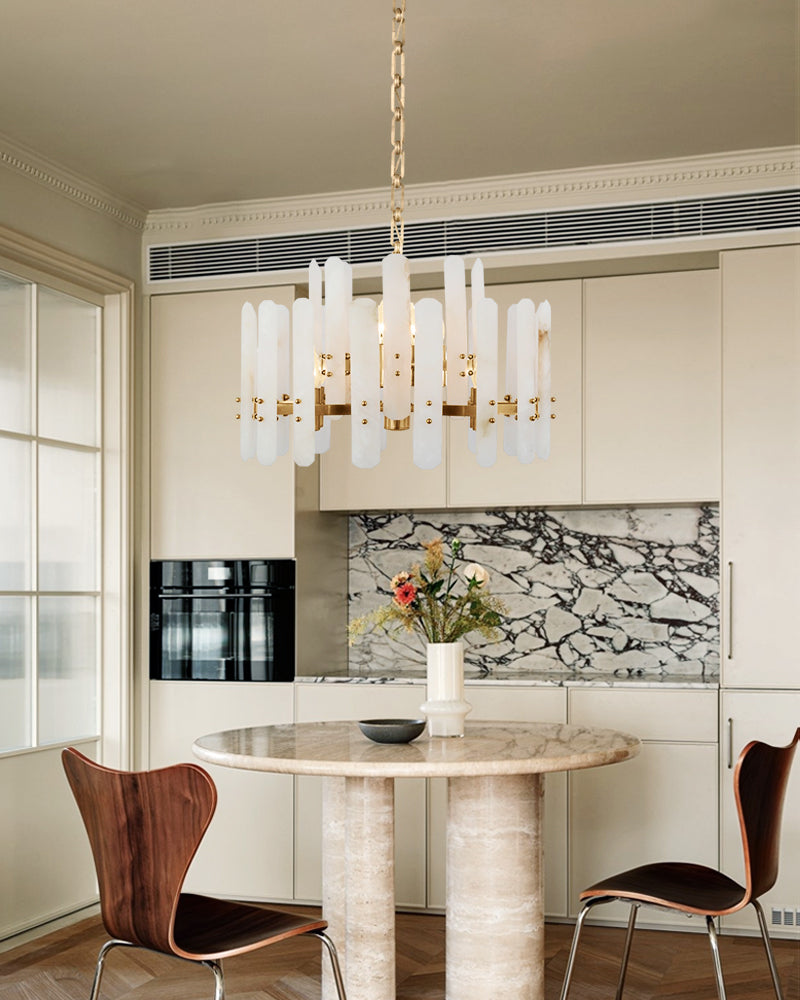 8/10-light Simple Modern Alabaster Large Oval Chandelier 40“45” Dia