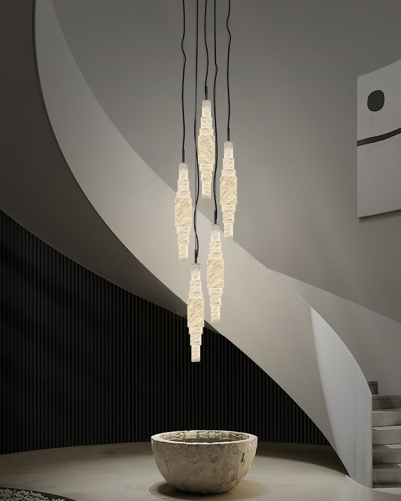 White Alabaster Cluster Pendant Lamp 3-lights for kitchen Island