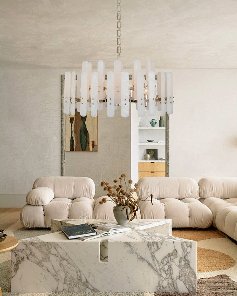 8/10-light Simple Modern Alabaster Large Oval Chandelier 40“45” Dia