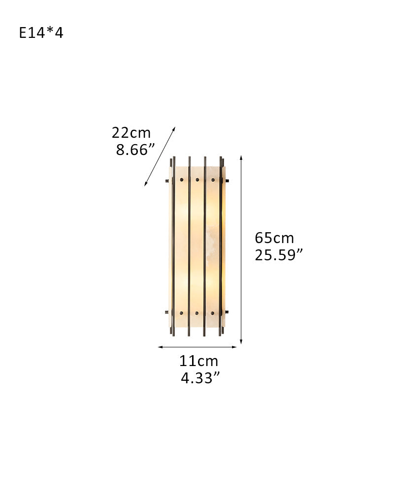 6-light San Marco Alabaster Grand Round Sconces 37in of Height Lacquered Brass/Black
