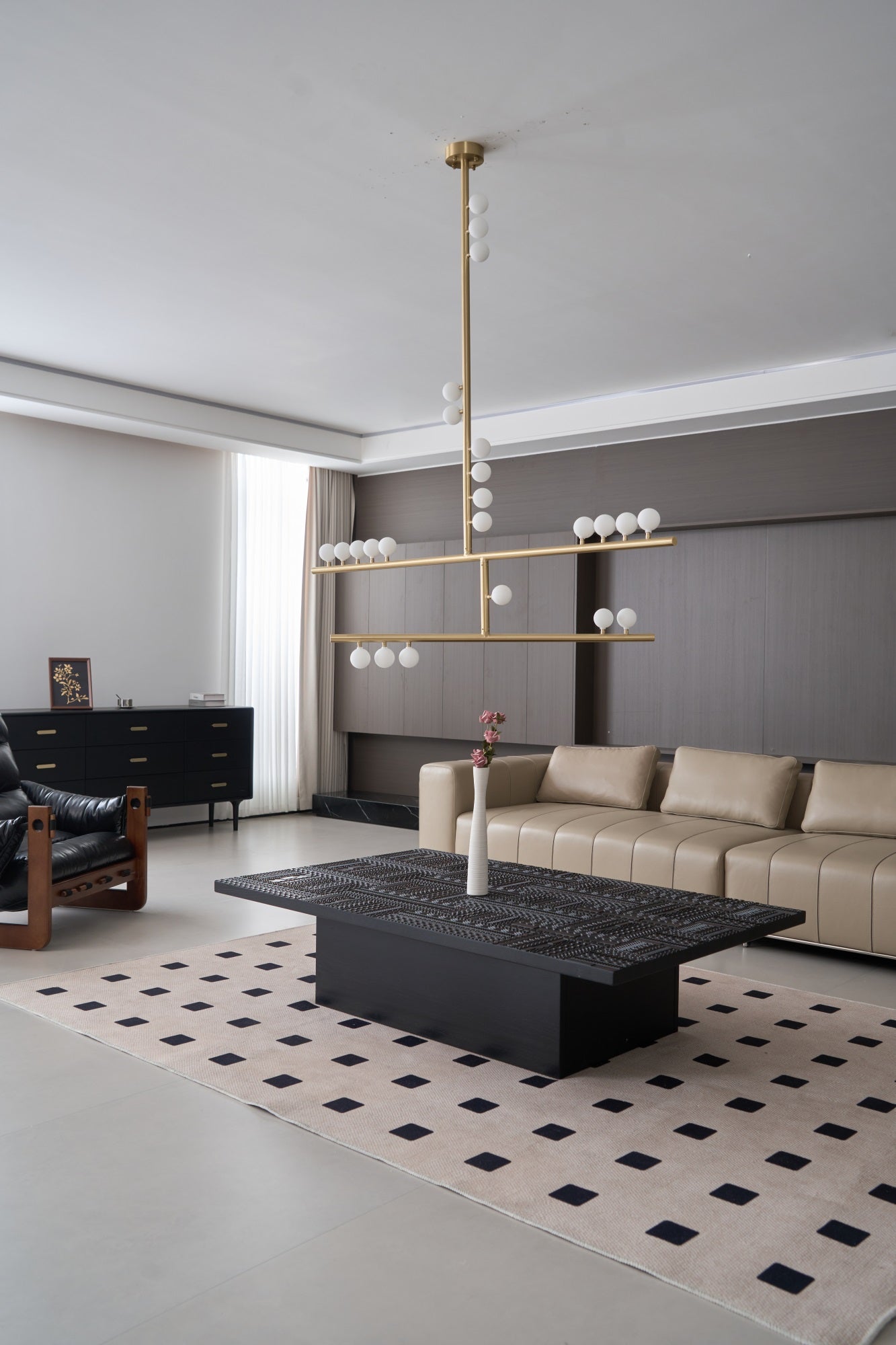 Brass Glass Drop Chandelier