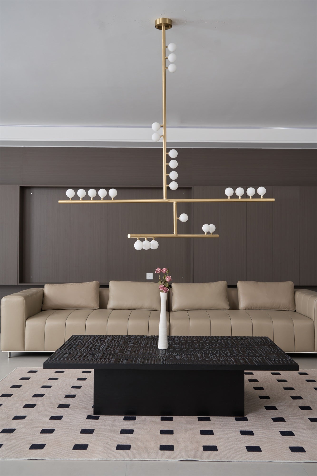 Brass Glass Drop Chandelier