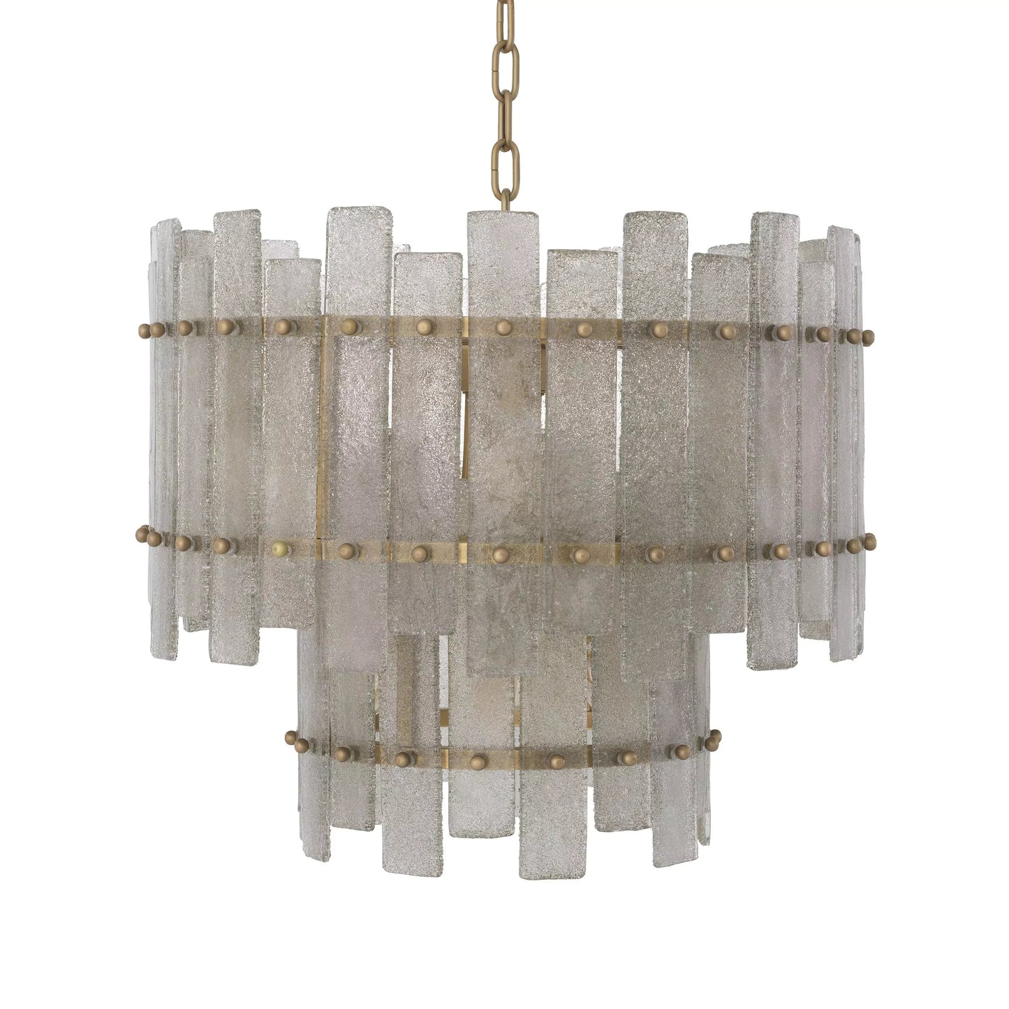 Caprera Modern Brass Chandelier - (Antique Brass Finish | Hand Blown Glass)