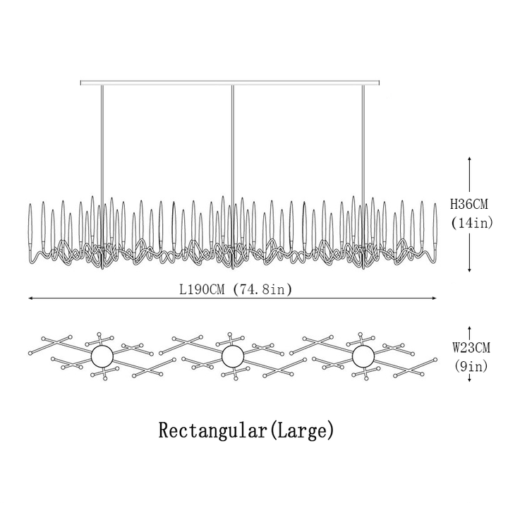 Custom Size Pezzo Crystal Long Chandelier L70''