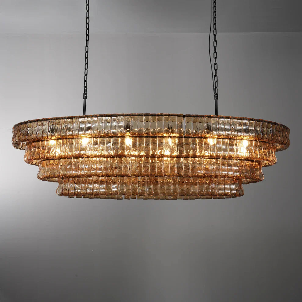 Amor Glass Oval Chandelier 54"W/65"W