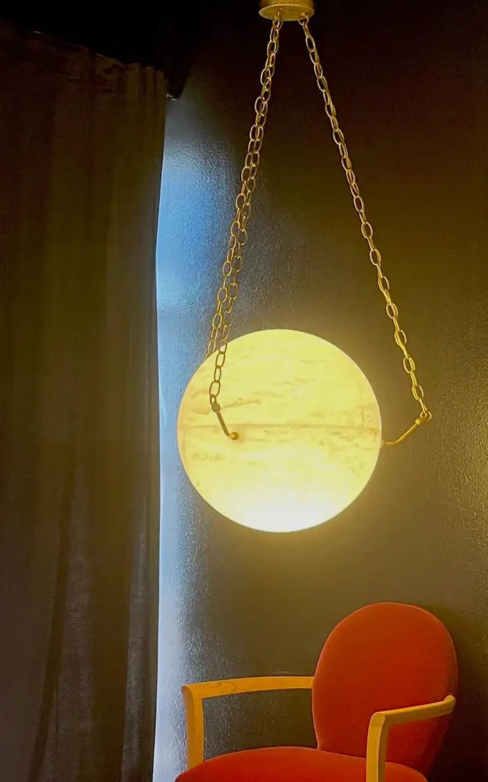 Large 'Atlas' Alabaster Suspension Lamp by Denis de la Mesiere