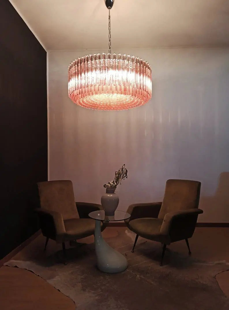 Murano Chandelier – Triedri – 391 prisms – Pink