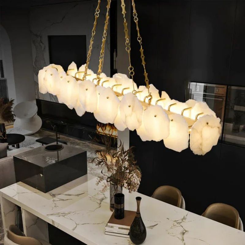 Alabaster Flakes Linear Chandelier- Chain