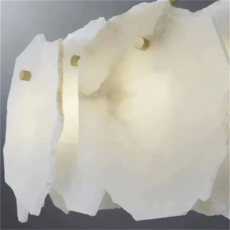 Alabaster Flakes Round Chandelier -Rod