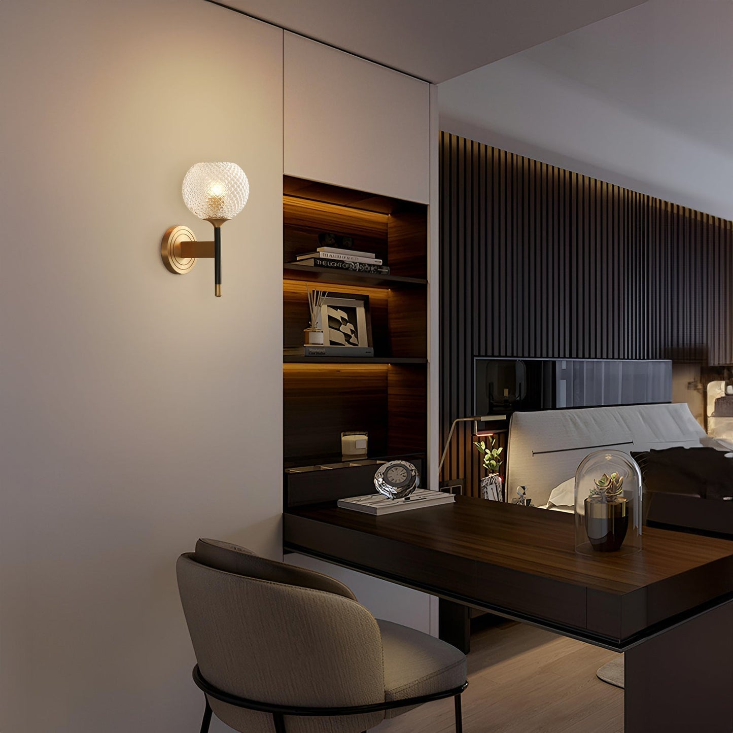 Orrefors Ball Brass Sconce