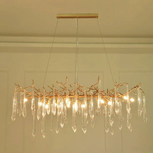 Postmodern Crystal Creative Linear Branch Chandelier