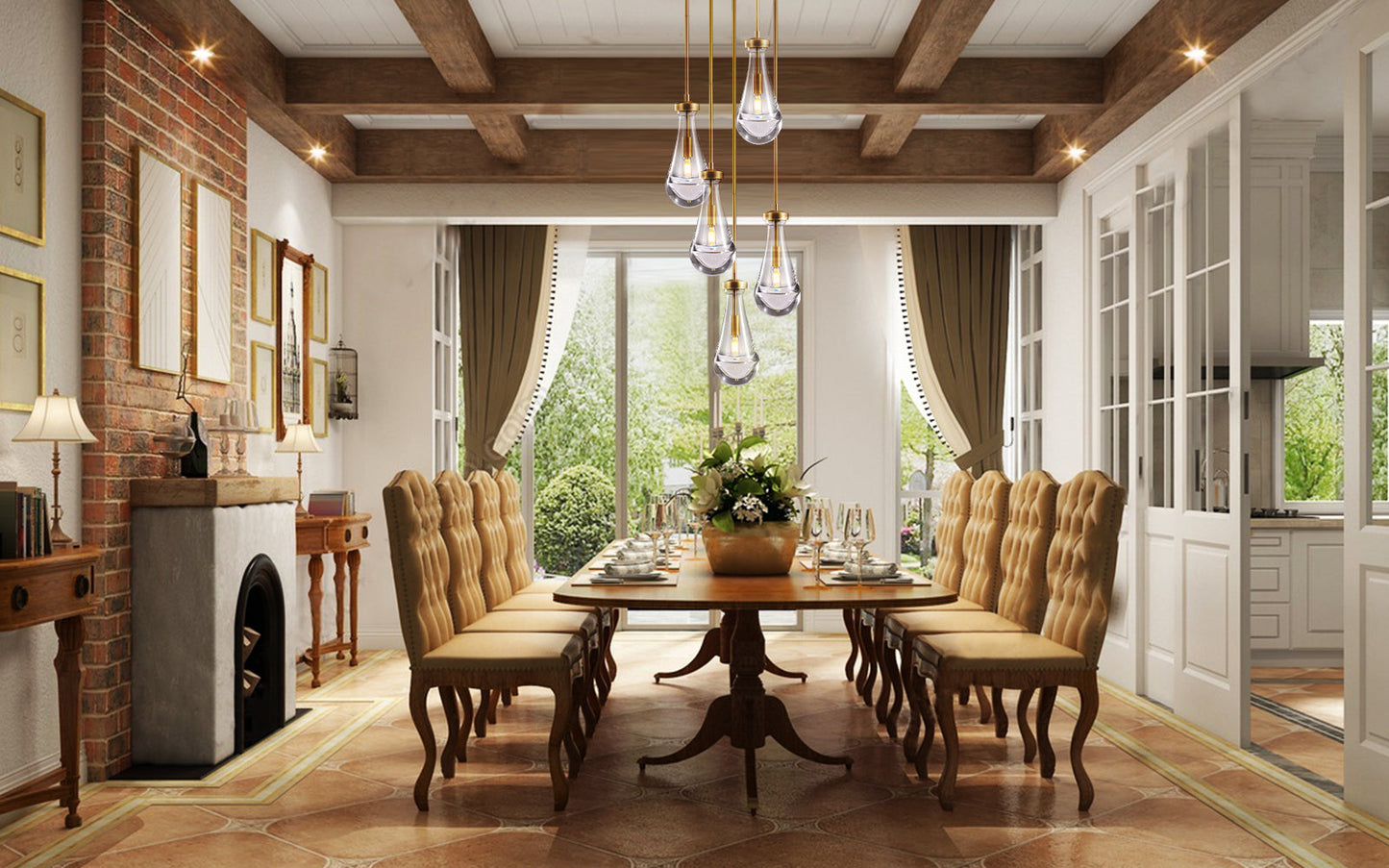 Raindrop round chandelier 14"(rod)