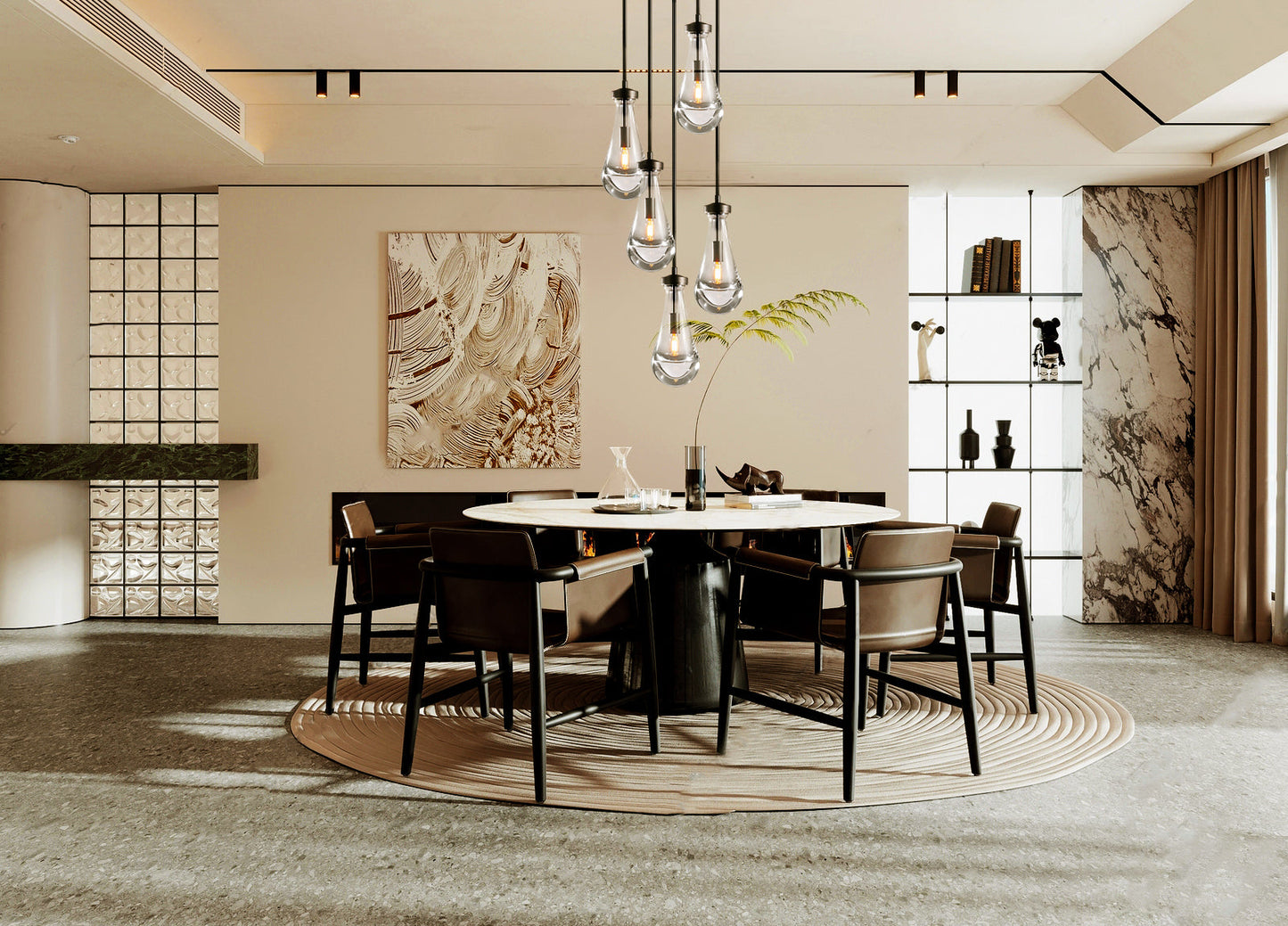 Raindrop round chandelier 14"(rod)