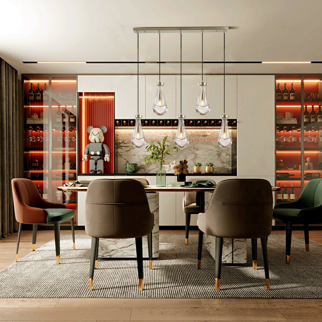 Raindrops  Rectangular Chandelier 36" rod