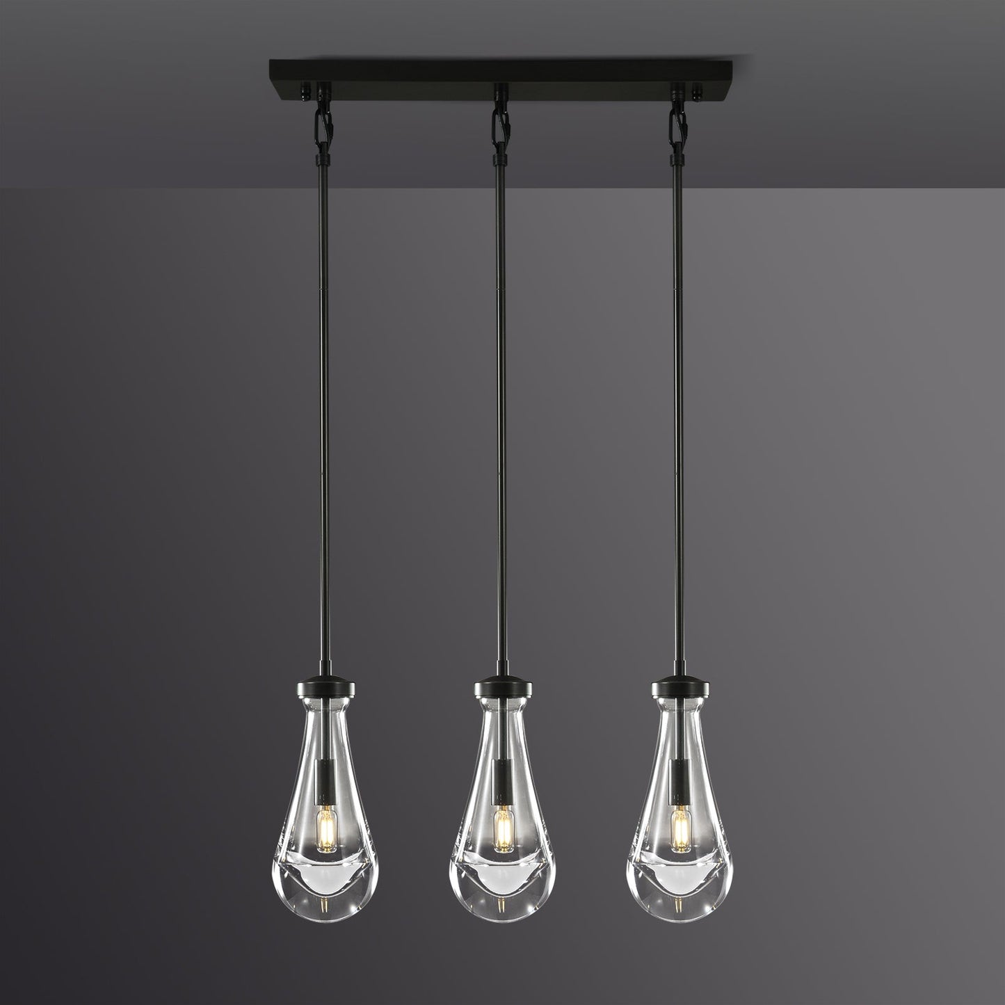Raindrops  Rectangular Chandelier 22" rod