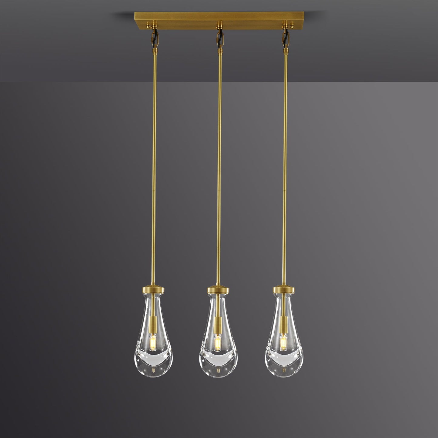 Raindrops  Rectangular Chandelier 22" rod