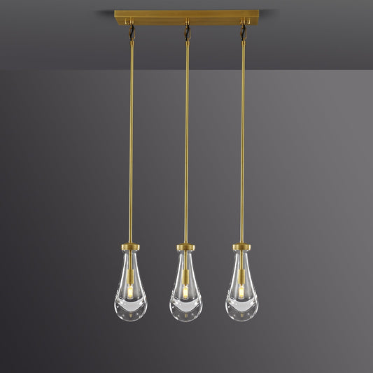 Raindrops  Rectangular Chandelier 22" rod