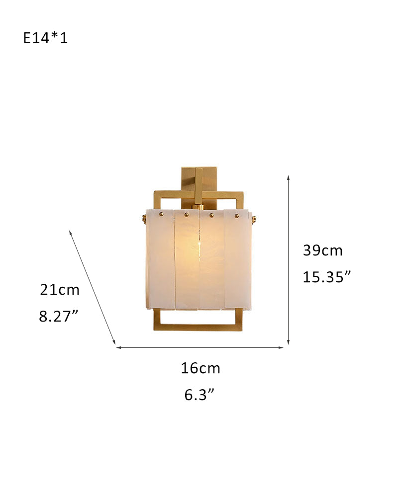 1-Light Rubbed Brass Alabaster flush mount Wall Light Fixture for bedside