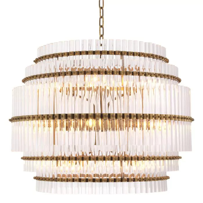 Scottsdale Modern Brass Glass Chandelier - (Antique Brass Finish | Clear Glass)