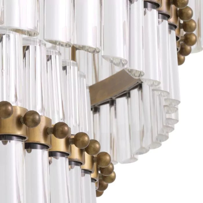 Scottsdale Modern Brass Glass Chandelier - (Antique Brass Finish | Clear Glass)