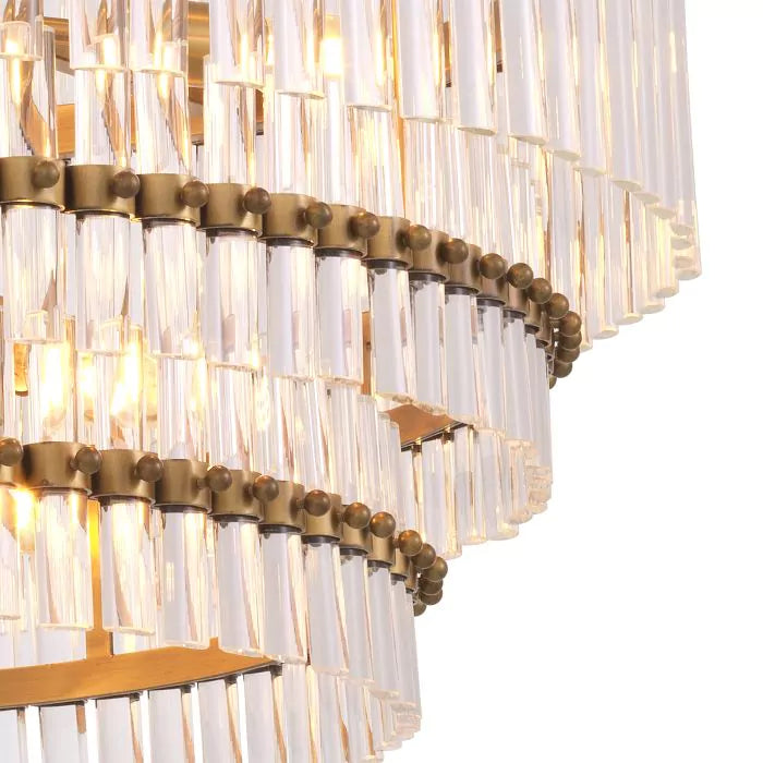 Scottsdale Modern Brass Glass Chandelier - (Antique Brass Finish | Clear Glass)
