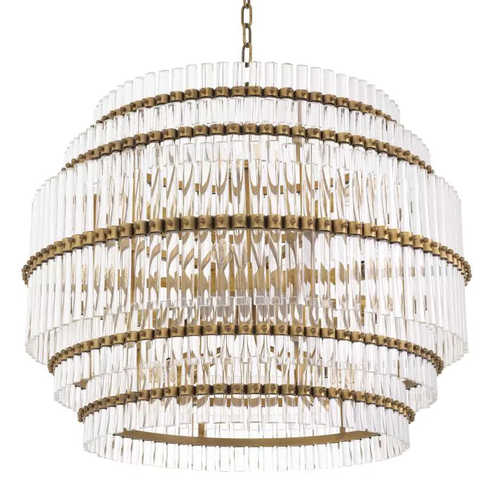Scottsdale Modern Brass Glass Chandelier - (Antique Brass Finish | Clear Glass)