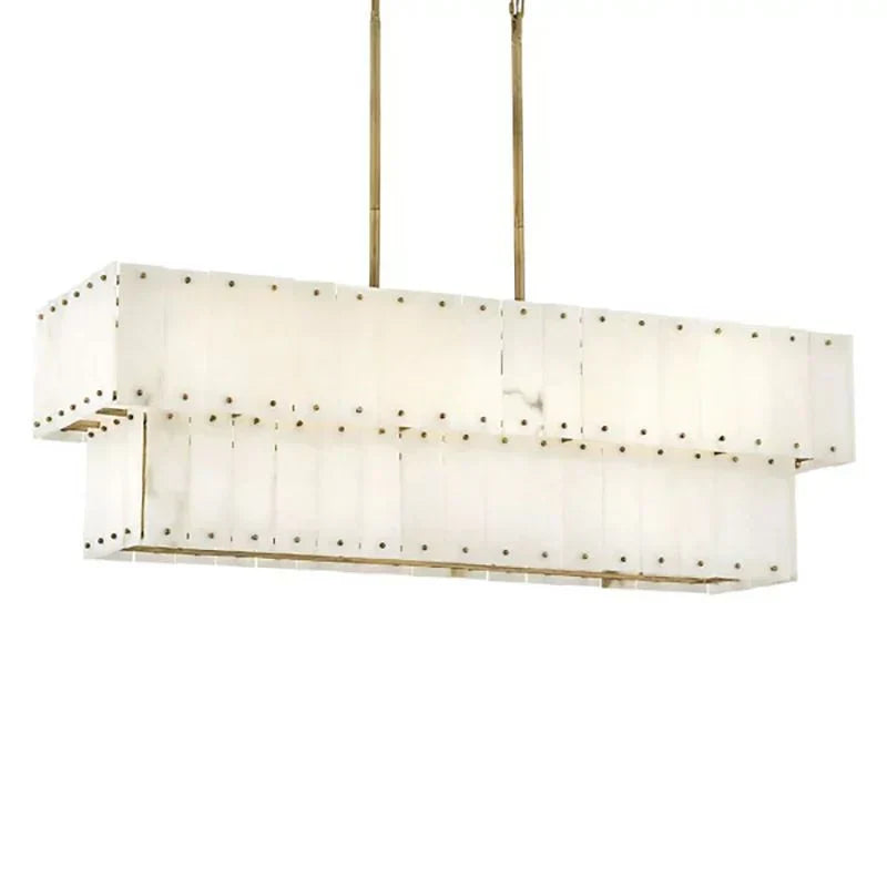 Simona Alabaster Linear 2-Tier Chandelier