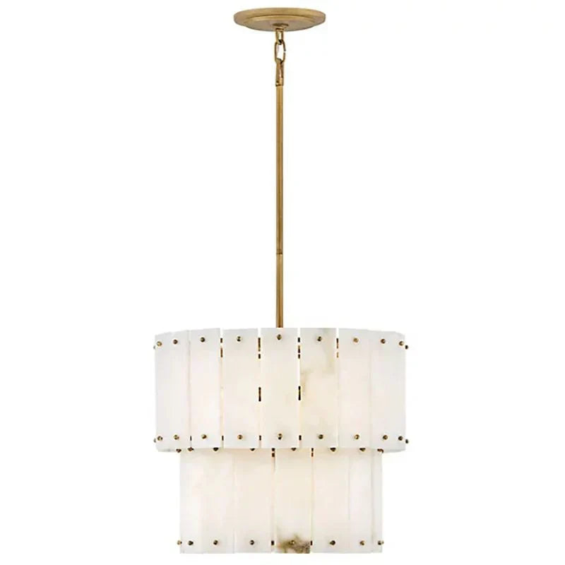 Simona Alabaster Round 2-Tier Chandelier 17.5"D 24"D
