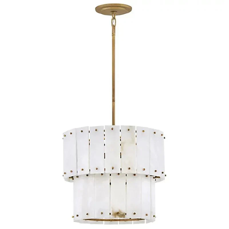 Simona Alabaster Round 2-Tier Chandelier 17.5"D 24"D