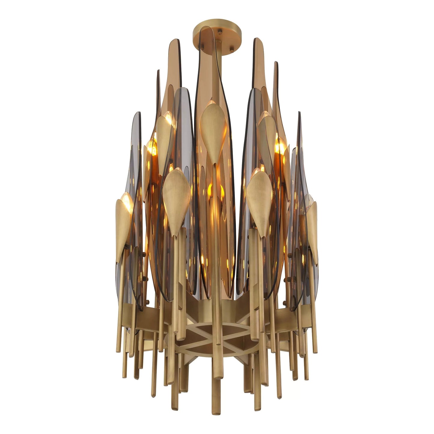 Sky Vertical Modern Brass Chandelier [Antique Brass/Bronze Highlight Finish)