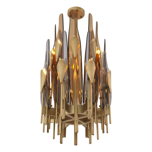 Sky Vertical Modern Brass Chandelier [Antique Brass/Bronze Highlight Finish)