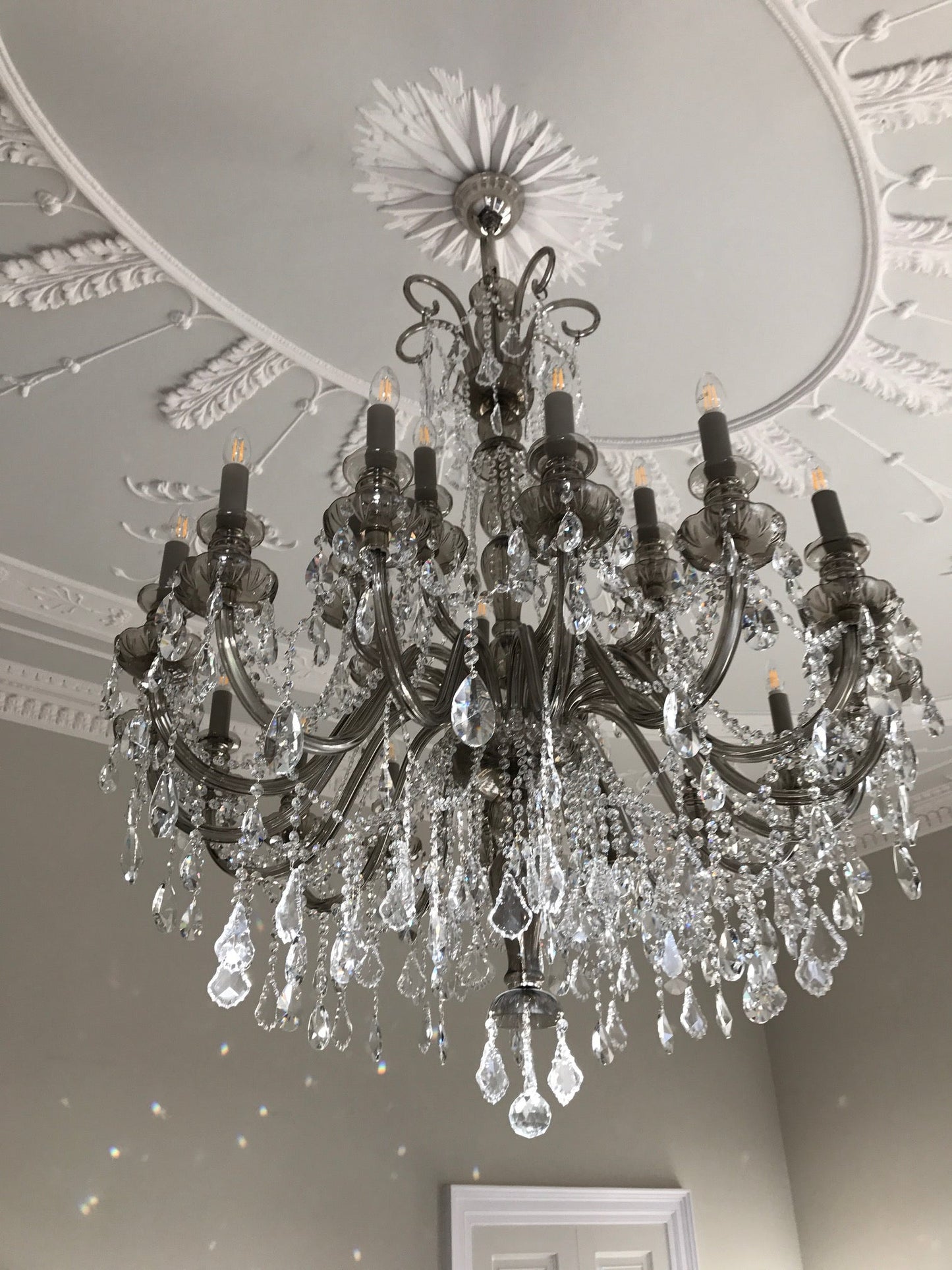 Smoke Grey 24-Light Crystal Chandelier - Glass LPS
