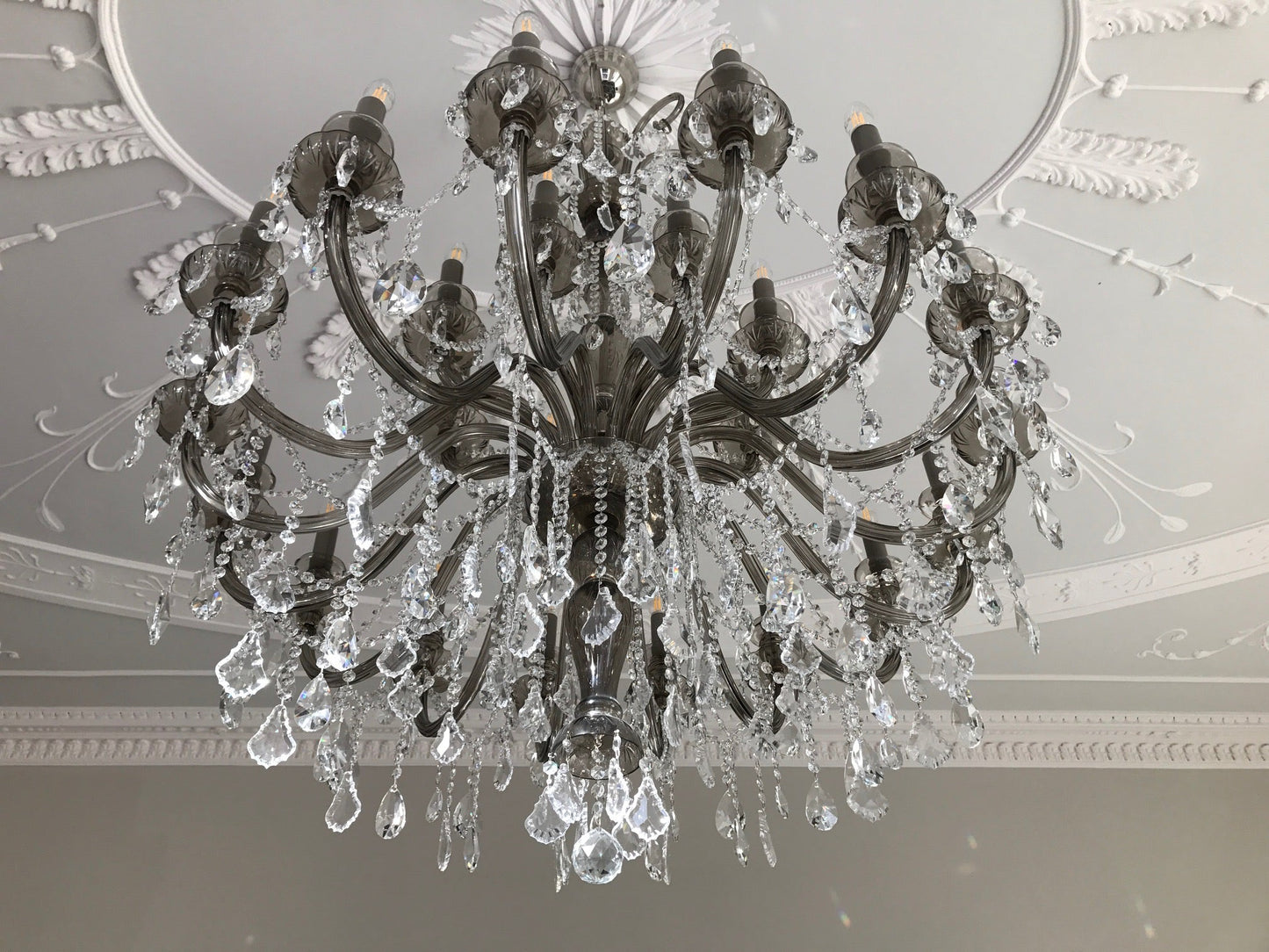 Smoke Grey 24-Light Crystal Chandelier - Glass LPS