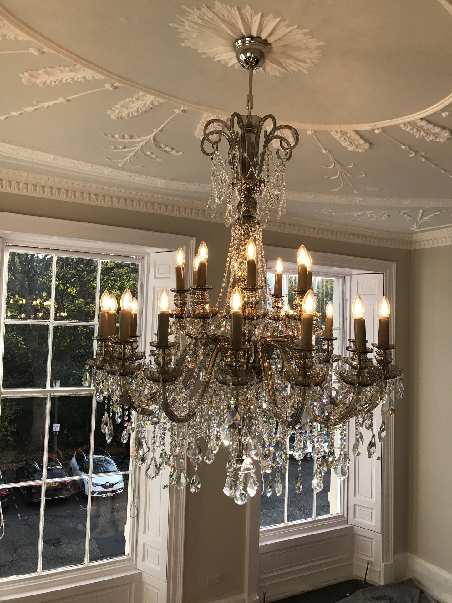 Smoke Grey 24-Light Crystal Chandelier - Glass LPS