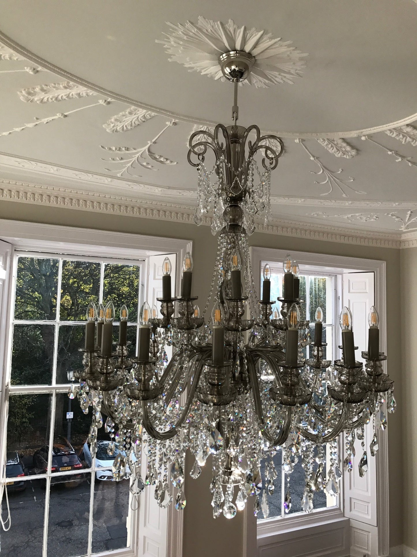 Smoke Grey 24-Light Crystal Chandelier - Glass LPS