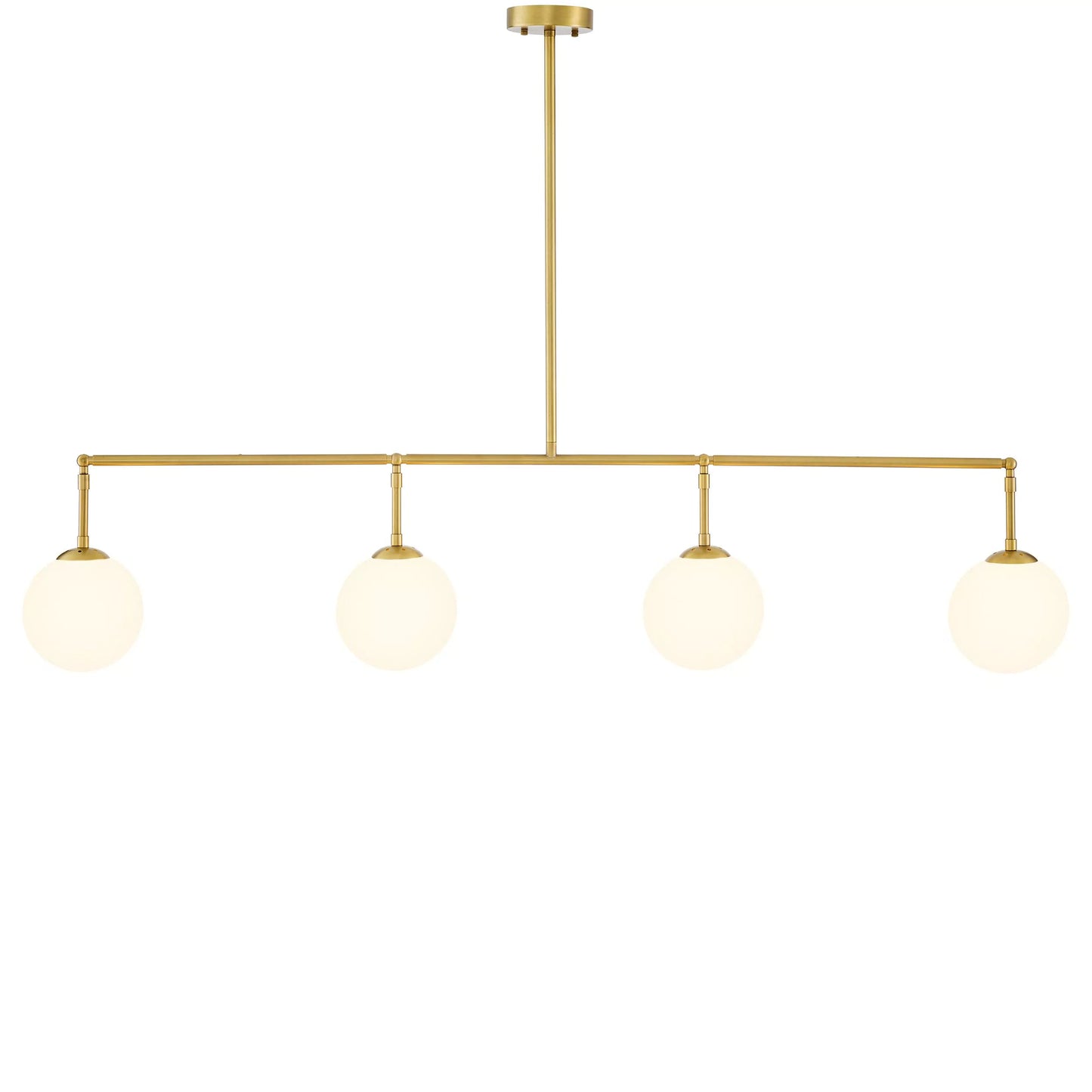 Tara Modern Brass Chandelier - (Antique Brass Finish | White Glass)